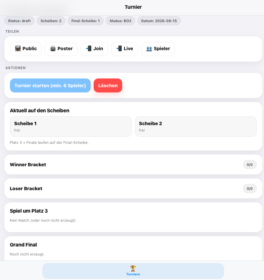 DartDuell Turnier Dashboard